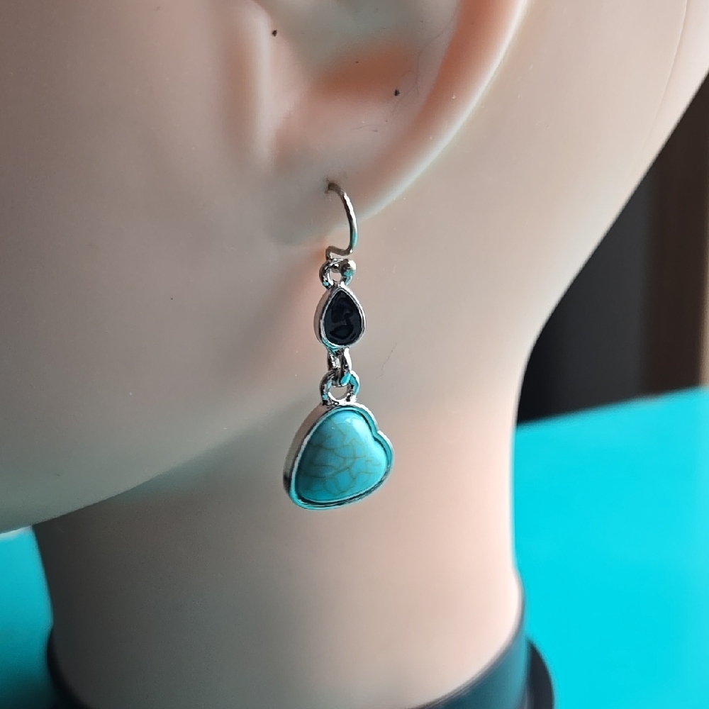 Turquoise and Black Drop Earrings